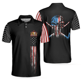 Max Corners American Flag Skull Golf 3D Custom Polo Shirt