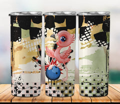 Maxcorners Bowling Cute Pink Flamingo All Over Printed Tumbler