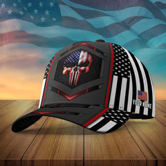 Maxcorners Custom Name Lava Skull In Flag Cap
