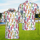 Max Corners Colorful Male Golfer White Silhouette 3D Custom Polo Shirt