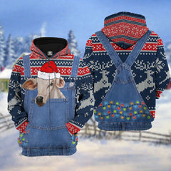 Maxcorners Brahman Cattle Christmas Knitting Pattern 3D Hoodie