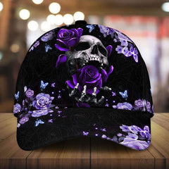 Maxcorners Custom Name Lava Skull Among Flowers Cap