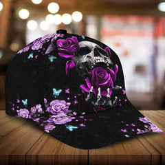 Maxcorners Custom Name Lava Skull Among Flowers Cap