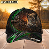 Maxcorners Hunting Green Stripe Skull Archer and Deer Sunset Design Personalized 3D Cap
