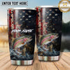 Maxcorners Fishing Tumbler Rustic Patriotic Flag Design Personalized Name Tumbler (13 Species)