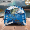 Maxcorners Fishing Blue Water Splash Personalized Name 3D Cap (12 Fish Species)
