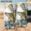 Maxcorners Fishing Tumbler White Blue Halftone Splash Design Personalized Name Tumbler (13 Species)