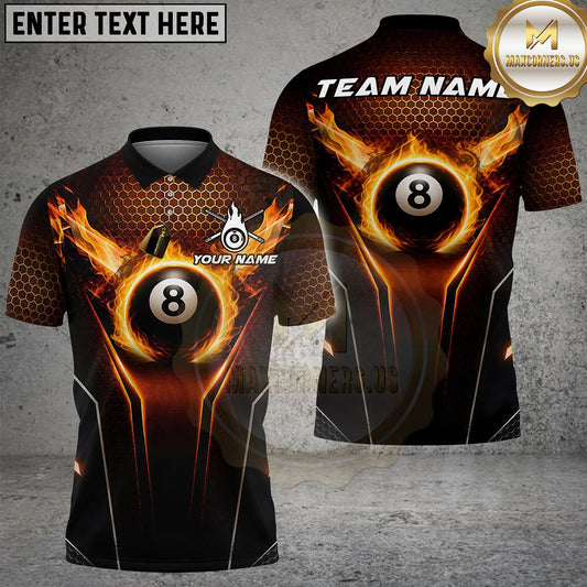 Maxcorners Billiards Ball 8 Honeycomb Heat Personalized Name Shirt (4 Colors)