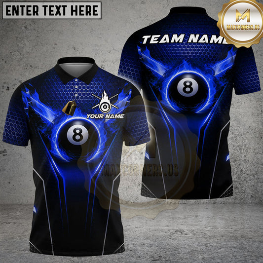 Maxcorners Billiards Ball 8 Honeycomb Heat Personalized Name Shirt (4 Colors)