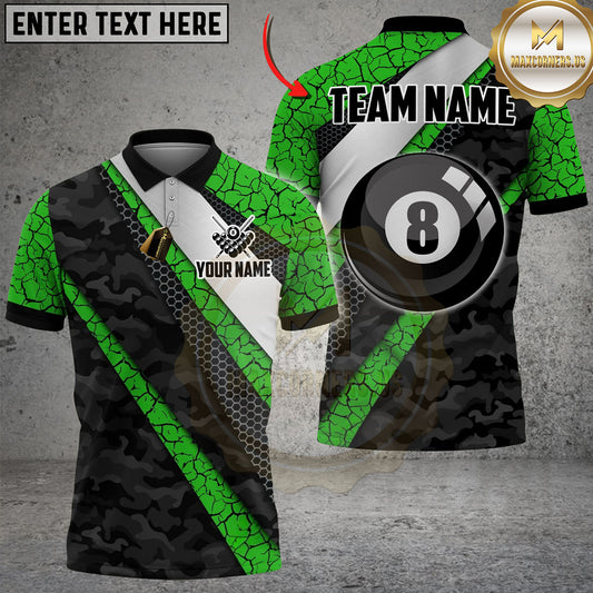 Maxcorners Billiards Ball 8 Cyber Camo Carbon Fiber Personalized Name Shirt (4 Colors)