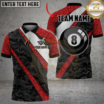 Maxcorners Billiards Ball 8 Cyber Camo Carbon Fiber Personalized Name Shirt (4 Colors)
