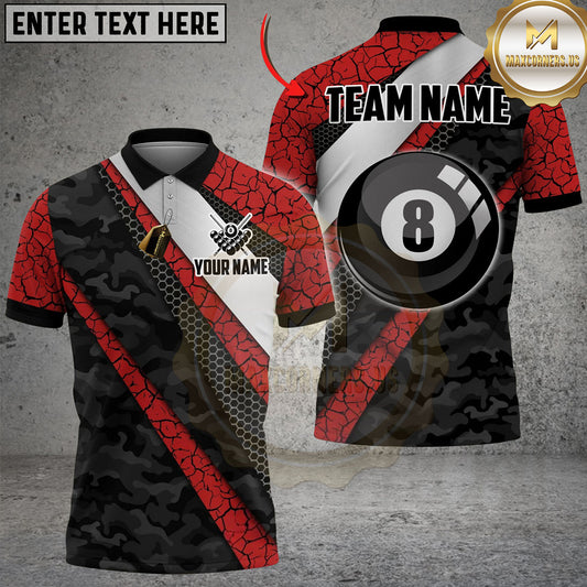 Maxcorners Billiards Ball 8 Cyber Camo Carbon Fiber Personalized Name Shirt (4 Colors)