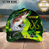 Maxcorners Fishing Green Neon Hook Splash Multiple Options Personalized Name 3D Cap (12 Fish Species)