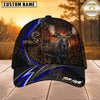 Maxcorners Hunting Blue Stripe Skull Archer and Deer Sunset Design Personalized 3D Cap