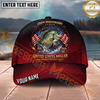 Maxcorners Fishing Patriotic United States Angler Personalized Name 3D Cap (12 Fish Species)