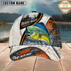Maxcorners Fishing Orange Black Grunge Personalized 3D Cap