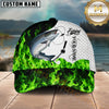 Maxcorners Fishing Water Green Flame Multi Options Personalized Name 3D Cap (12 Fish Species)