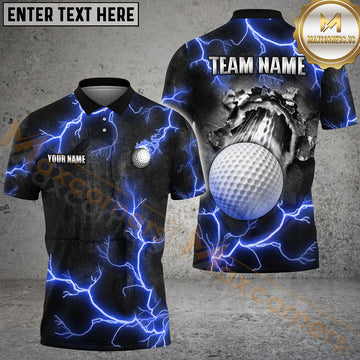 Maxcorners Golf The Power Of The God Of Thunder Personalized Name, Team Name 3D Shirt (4 Colors)