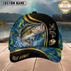 Maxcorners Fishing Blue Gold Abstract Personalized 3D Cap