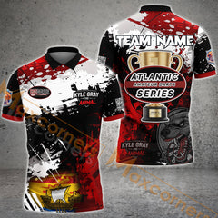 Maxcorners Red Grunge Paint Splash Dart Polo & Quarter Zip Custom Dart Shirts For Men Darts Team Jerseys For CGC