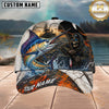 Maxcorners Fishing Skull Fisherman Orange Black Personalized 3D Cap