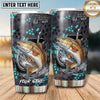 Maxcorners Fishing Tumbler Gray Teal Bubble Honeycomb Design Personalized Name Tumbler (13 Species)