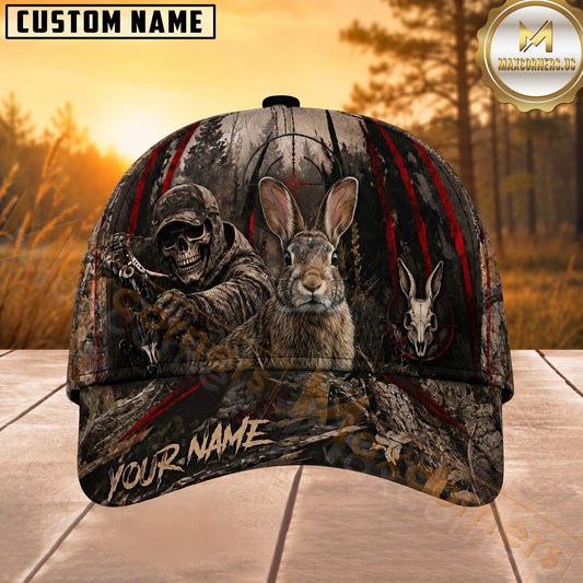Maxcorners Hunting Skull Bowhunter Red Stripe Camo Personalized 3D Cap