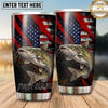 Maxcorners Fishing Tumbler Black Red Patriotic Slash Design Personalized Name Tumbler (13 Species)