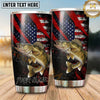 Maxcorners Fishing Tumbler Black Red Patriotic Slash Design Personalized Name Tumbler (13 Species)