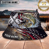 Maxcorners Fishing American Flag Lightning Metal Scale Personalized 3D Bucket Hat (13 Fish Species)