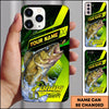 Maxcorners Neon Green Modern Graphic Personalized Name Phone Case (13 Fish Species)