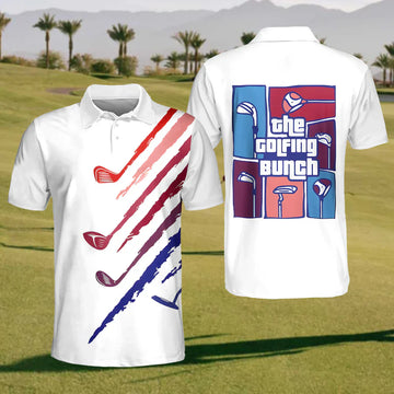Maxcorners The Golfing Bunch Mens Golf Polo Shirt, Mens Golf Gift, Mens Golf Shirt