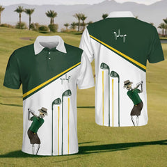 Maxcorners Skeleton Golfer Mens Golf Polo Shirt, Mens Golf Gift, Funny Golf Shirt