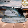 Maxcorners Fishing Lightning Storm Fishing with Dramatic Graphic Personalized Name 3D Bucket Hat (13 Fish Species)