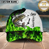 Maxcorners Fishing Water Green Flame Multi Options Personalized Name 3D Cap (12 Fish Species)