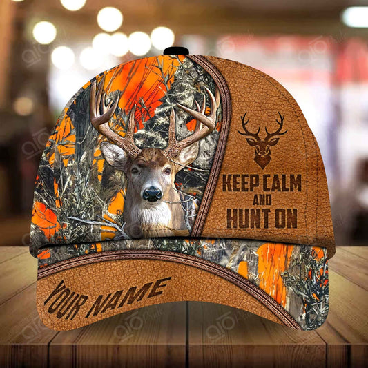 Maxcorners Epic Triphatee Fashion Leather Pattern Hunting Deer Personalized Hats 3D Multicolored