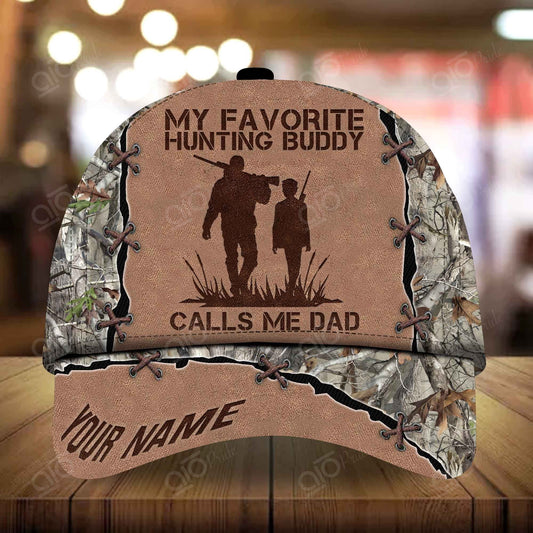 Maxcorners  Epic Konkak Dad And Son Leather Pattern Hunting Deer Personalized Hats 3D Multicolored