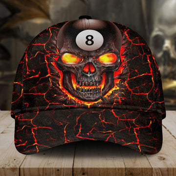 Maxcorners Personalized Skull 8 Ball Billiard Multi Color Classic Cap, Gift for Billiard Player, Skull Cap, Billiard Hat LM0402