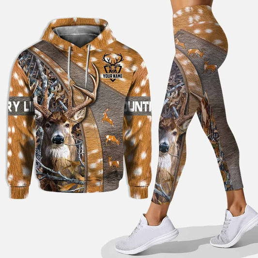 Maxcorners Personalized Name Deer Country Life Leggings and Hoodie Set