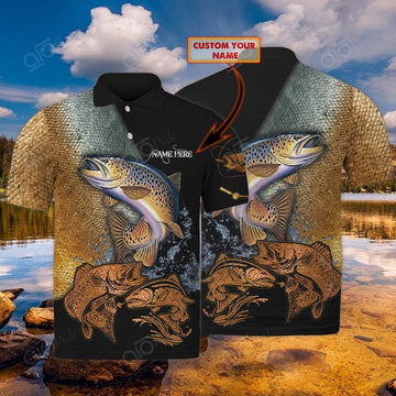 Maxcorners Custom Text Fishing Business 3D Polo