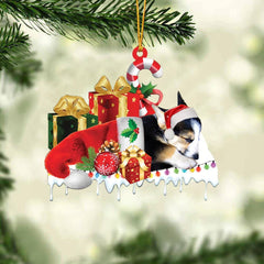 MAXCORNERS SHELTIE MERRY CHRISTMAS HANGING ORNAMENT