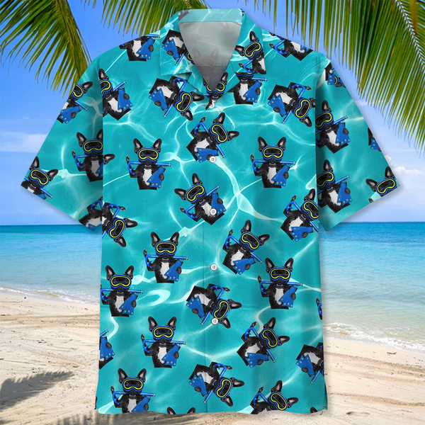Maxcorners Scuba Diving Mask Dog Colorful Hawaiian Shirt