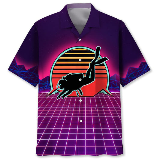 Maxcorners Scuba Diving Vintage Colorful Hawaiian Shirt