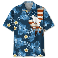 Maxcorners Scuba Diving USA Blue Colorful Hawaiian Shirt