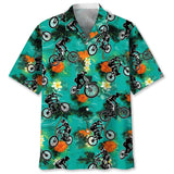 Maxcorner MOUNTAIN BIKE GREEN TROPICAL HAWAIIAN SHIRT