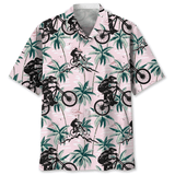 Maxcorner MOUNTAIN BIKE TROPICAL PINK HAWAIIAN SHIRT