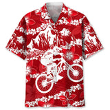 Maxcorner MOUNTAIN BIKE RED NATURE HAWAIIAN SHIRT