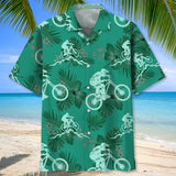 Maxcorner MOUNTAIN BIKE KELLY GREEN HAWAIIAN SHIRT