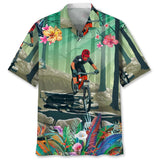 Maxcorner MOUNTAIN BIKE TROPICAL HAWAIIAN SHIRT