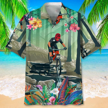 Maxcorner MOUNTAIN BIKE TROPICAL HAWAIIAN SHIRT